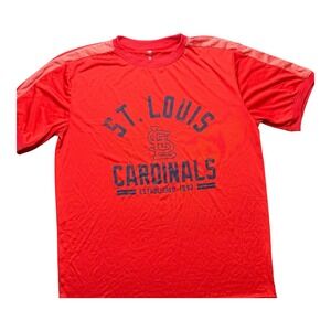 True Fan Red ST.L Cardinals Baseball Dry Fit Logo Short Sleeve Tee Men's Large‎